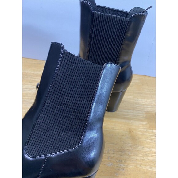 H&M Boots Womens 39 Size 8 Chelsea Black Block Heels Round Toe Casual Comfort - Picture 5 of 9